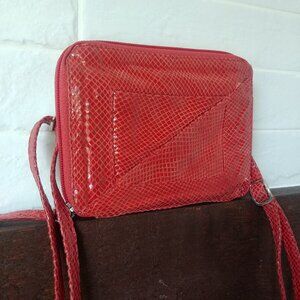 Latico genuine leather snakeskin look dark burnt orange small bag purse